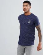 Ascend Muscle Fit Marl T-shirt With Curved Hem - Navy