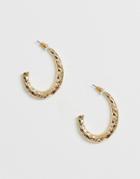 Asos Design Hoop Earrings In Oval Hammered Shape In Gold - Gold
