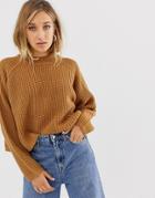 Weekday Ribbed Oversized Sweater In Brown
