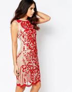 A Star Is Born Luxe Mesh Sequin Midi Dress - Red