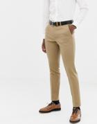 Asos Design Skinny Suit Pants In Camel Micro Texture - Beige