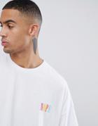 Asos Design Oversized T-shirt With Rainbow Nope Chest Embroidery - White