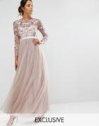 Needle & Thread Tulle Floral Gown - Gray