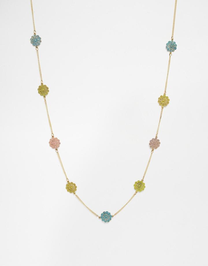 Asos Festival Flower Long Necklace - Multi