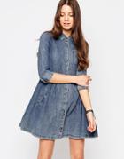 Bellfield Denim Shirt Dress - Mid Wash