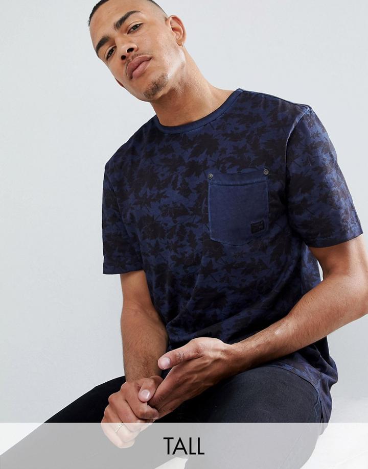 Replika Tall T-shirt With Leaf Print - Blue