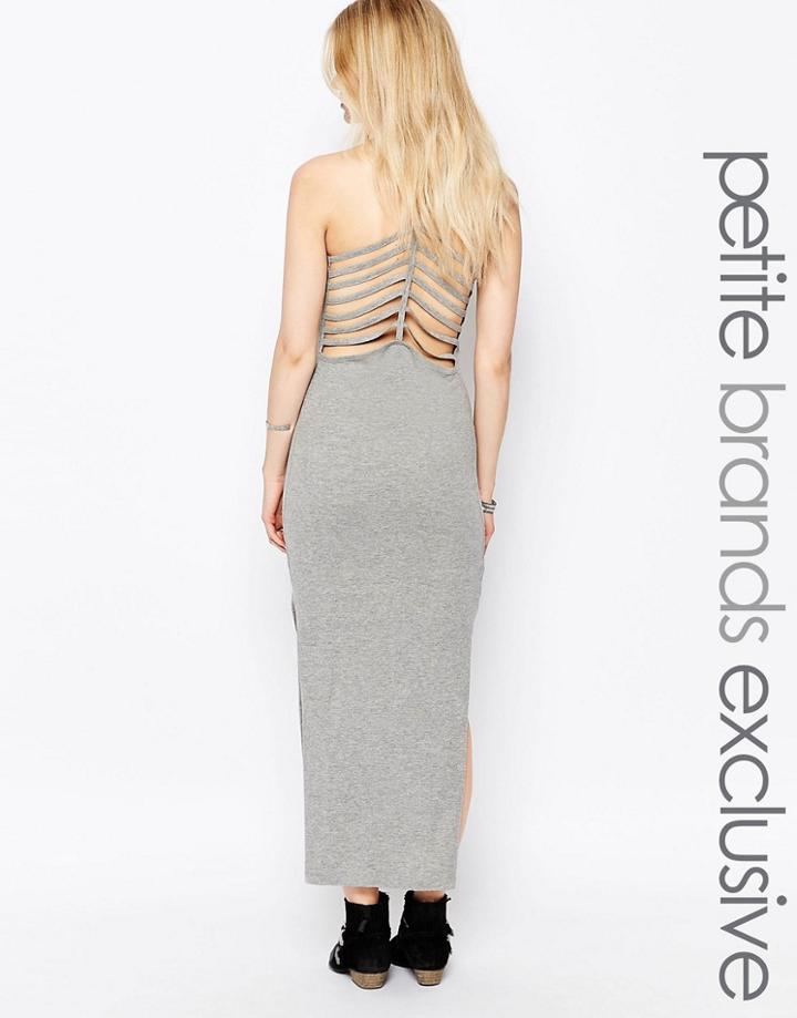 Noisy May Petite Ladder Back Maxi Dress - Gray Marl