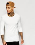 Asos Extreme Muscle Long Sleeve T-shirt With Raw Edge In White - White