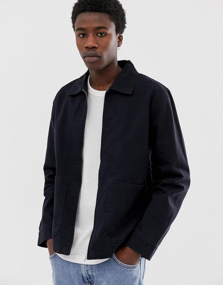 Weekday Camp Washed Coach Jacket In Black - Black