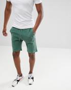 Asos Design Skinny Shorts In Green Overdyed Pique - Green