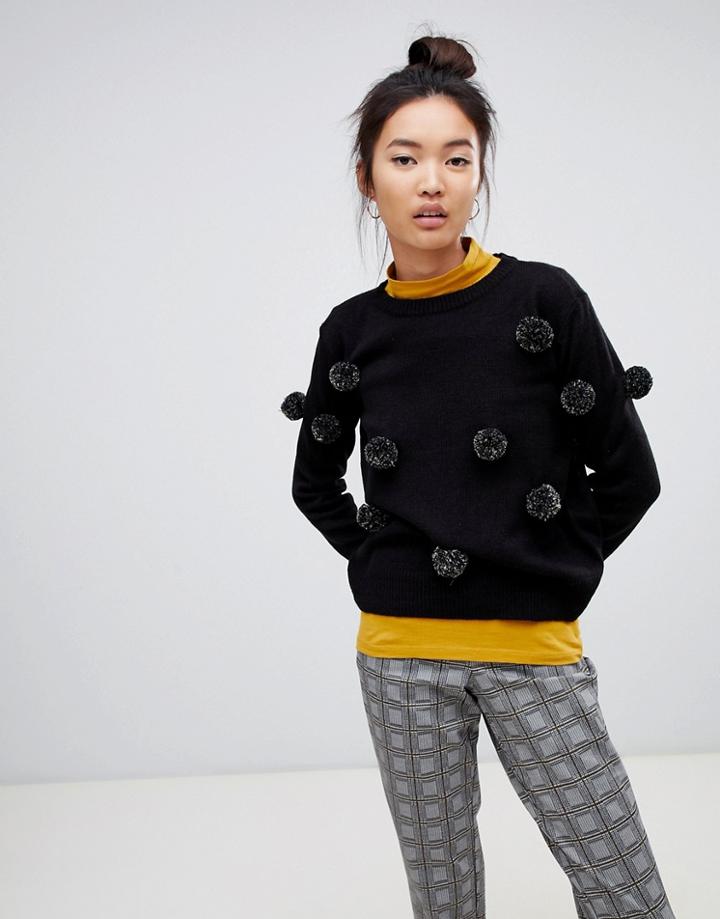 Jdy Holidays Pom Detail Sweater-black