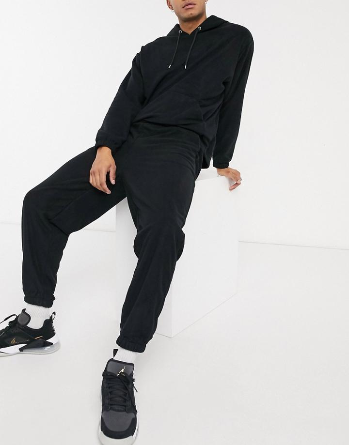 Asos Design Co-ord Oversized Polar Fleece Sweatpants In Black