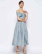 Asos Linen Multiway Debuatante Midi Prom Dress - Blue