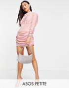 Asos Design Petite Structured Waist Mini Dress With Drape Detail In Rose-pink