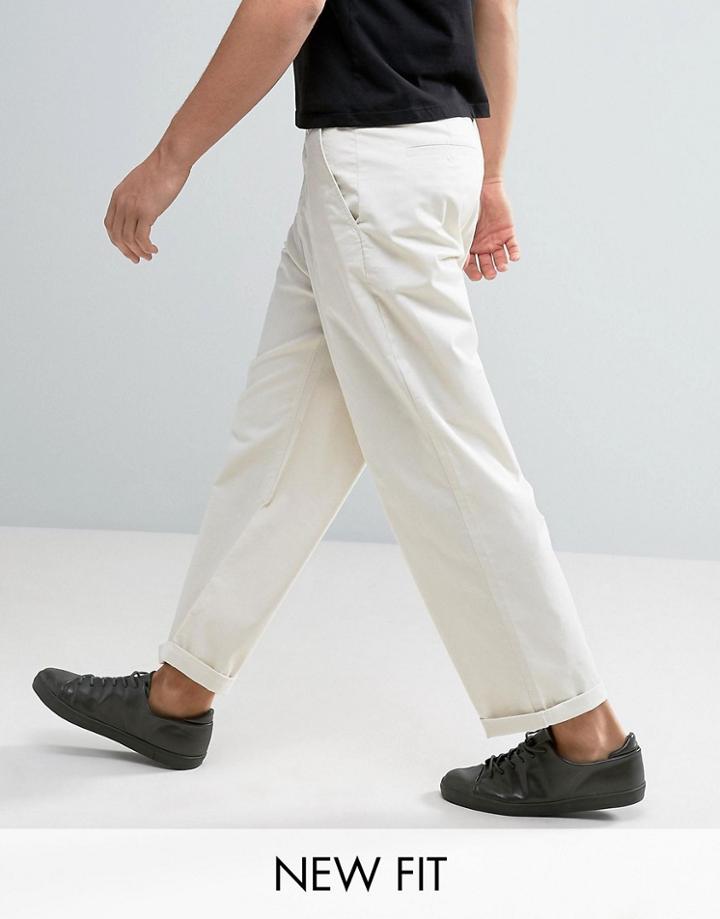 Asos Wide Leg Chinos In Beige - Beige