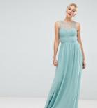 Little Mistress Tall Embellished Top Maxi Dress In Sage-green