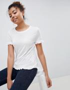 Brave Soul Lima Frill Hem T Shirt - Cream