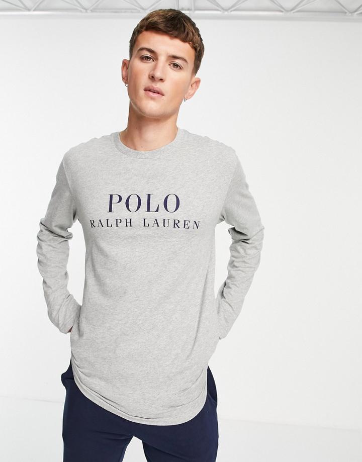 Polo Ralph Lauren Lounge Long Sleeve T-shirt In Gray With Chest Logo-grey
