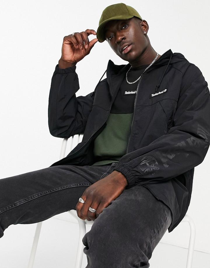 Timberland Windbreaker Zip Through Jacket In Black