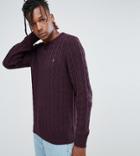 Farah Ludwig Cable Knit Sweater In Burgundy - Red