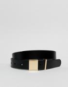 Paul Costelloe Real Leather Square Buckle Belt - Black