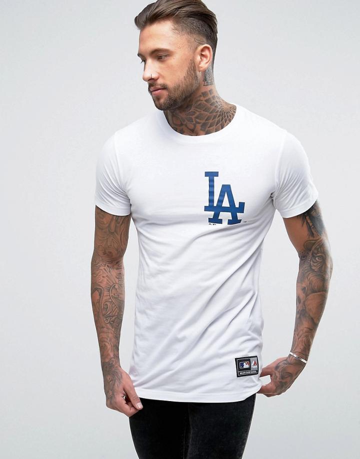 Majestic L.a. Dodgers Longline T-shirt - White