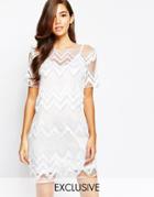 True Violet Loop Fringe Shift Dress - White