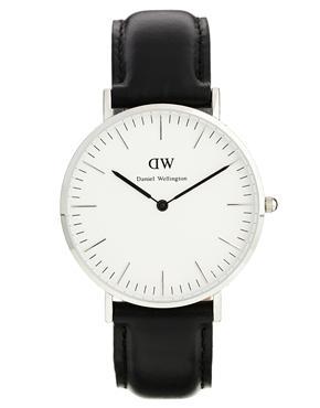 Daniel Wellington Classic Black Sheffield Silver Rim Large Watch - Black