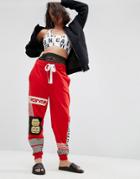 Asos Motocross Jogger With Jumbo Mesh Waistband - Red