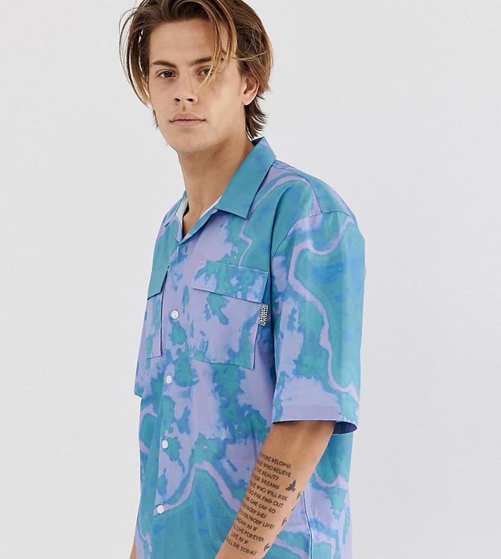 Crooked Tongues Oversized Shirt With Tie Dye - Multi