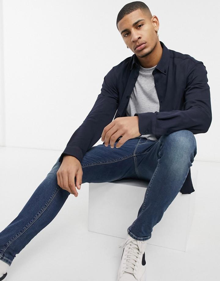 Selected Homme Jersey Shirt In Navy