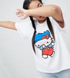 Hello Kitty X Asos Curve Oversized T-shirt With Dabbing Print - Black