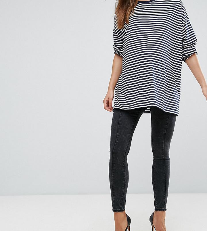 Asos Maternity Rivington Jeggings In Marbled Black With Panel Details With Under The Bump Waistband - Black