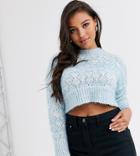 Asos Design Petite Stitch Detail Fluffy Sweater With Tie Back