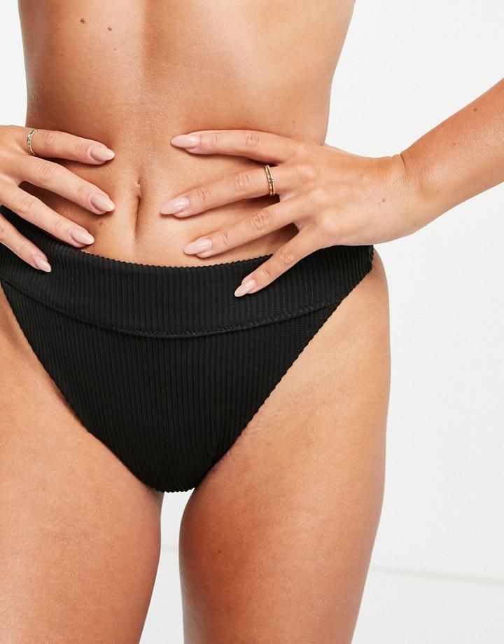 Hollister Rib High Waist Bikini Bottom In Black - Part Of A Set
