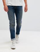 Selected Homme Jeans In Straight Fit Washed Italian Denim - Blue