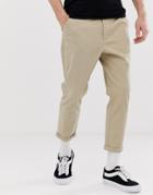 Asos Design Tapered Cropped Chinos In Putty - Beige