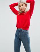 Asos Sweater In Ripple Stitch - Red
