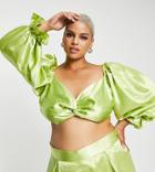 Yaura Plus Crop Top In Olive - Part Of A Set-green