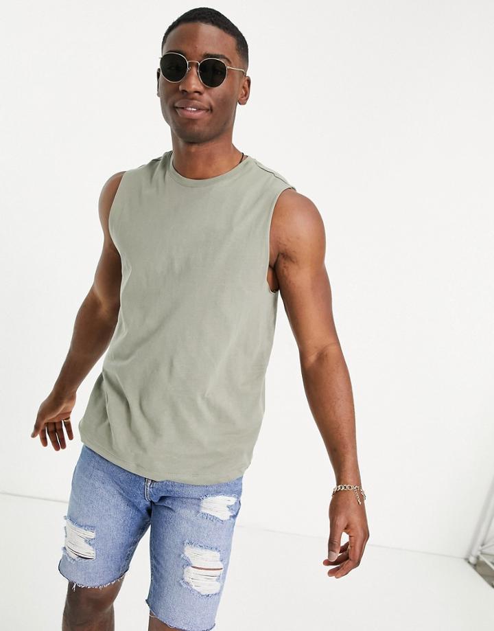 New Look Tank In Khaki-green