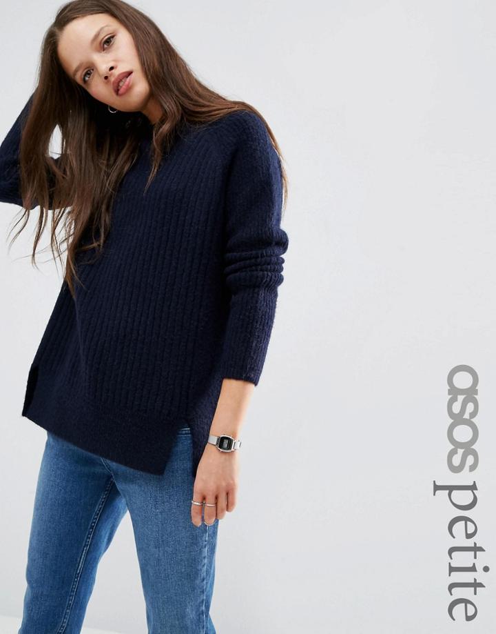 Asos Petite Sweater In Wool Mix - Navy