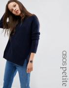 Asos Petite Sweater In Wool Mix - Navy