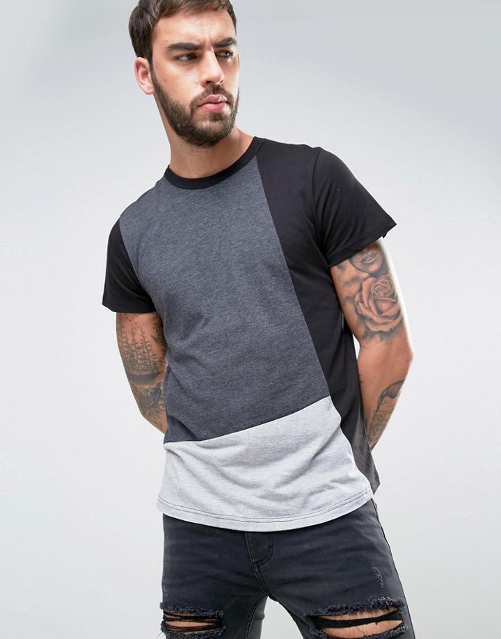 Dead Vintage Cut And Sew Panel T-shirt - Black