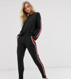 Micha Lounge Knitted Sweatpants With Contrast Side Stripe Two-piece - Black