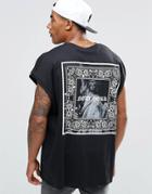 Asos Super Oversized T-shirt With Liberty Bandana Back Print - Black