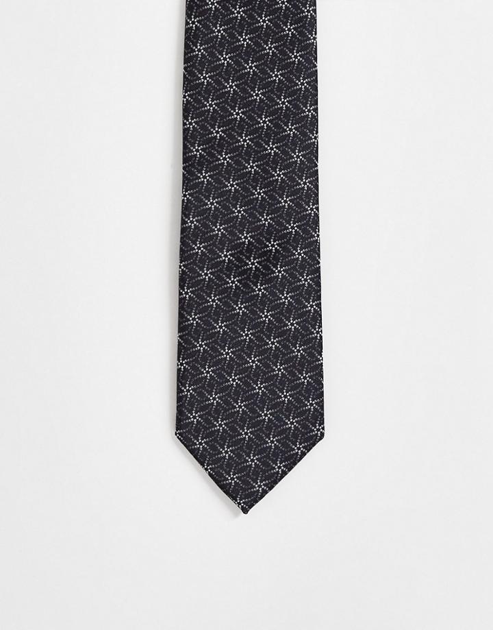 Twisted Tailor Tie In Black With Jaquard Design
