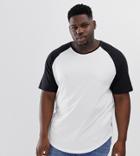 Only & Sons Raglan Sleeve Curved Hem T-shirt In White