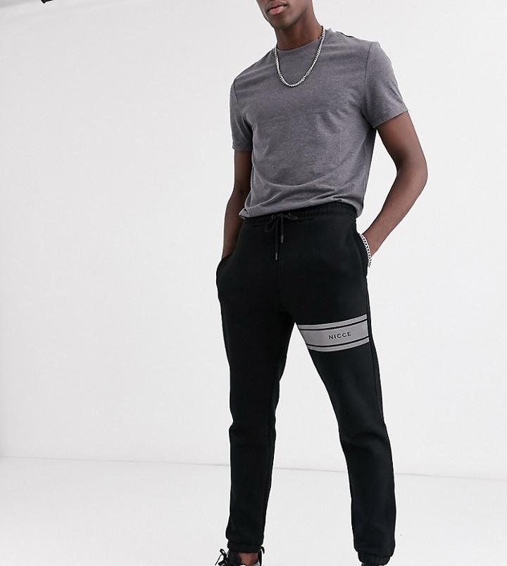 Nicce Sweatpants With Reflective Panel Logo In Black