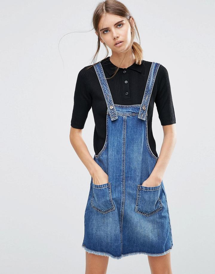 Vero Moda Denim Overall Mini Dress - Blue