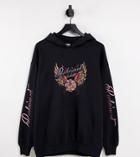 Reclaimed Vintage Inspired Organic Cotton Hoodie With Grunge Band Print-grey